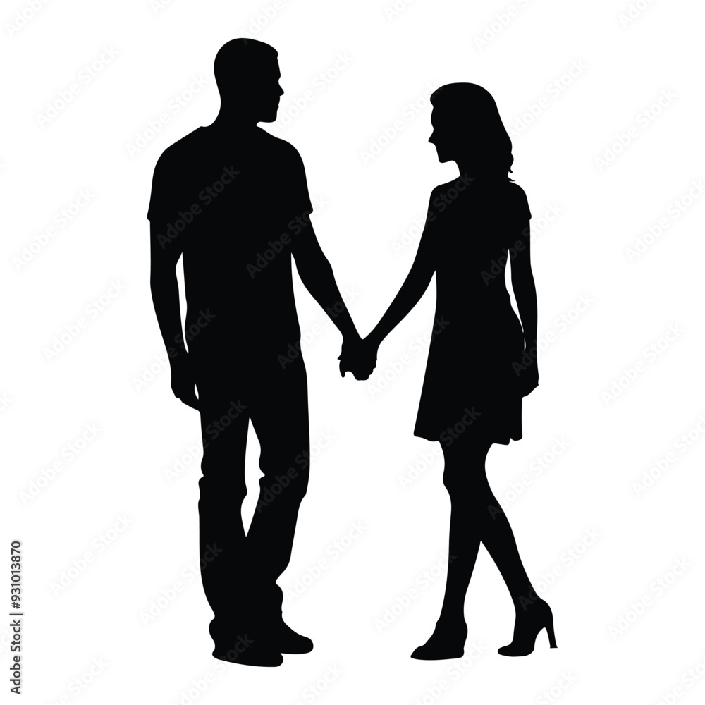 Couple holding hands silhouette design. Couple holding hands silhouette design.