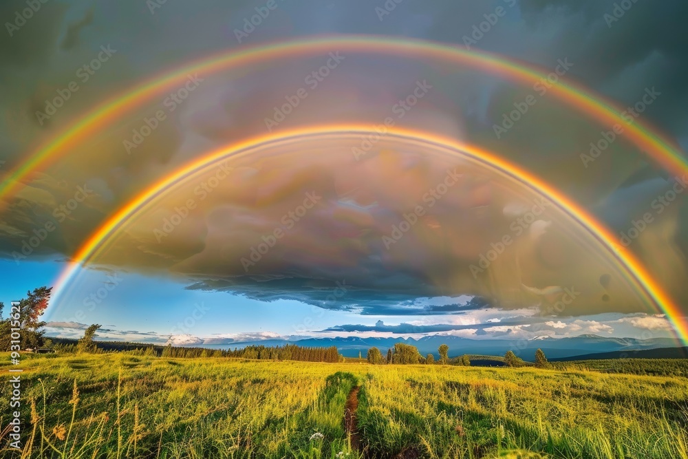 Naklejka premium Circle of Light: A Rare Rainbow Wonder