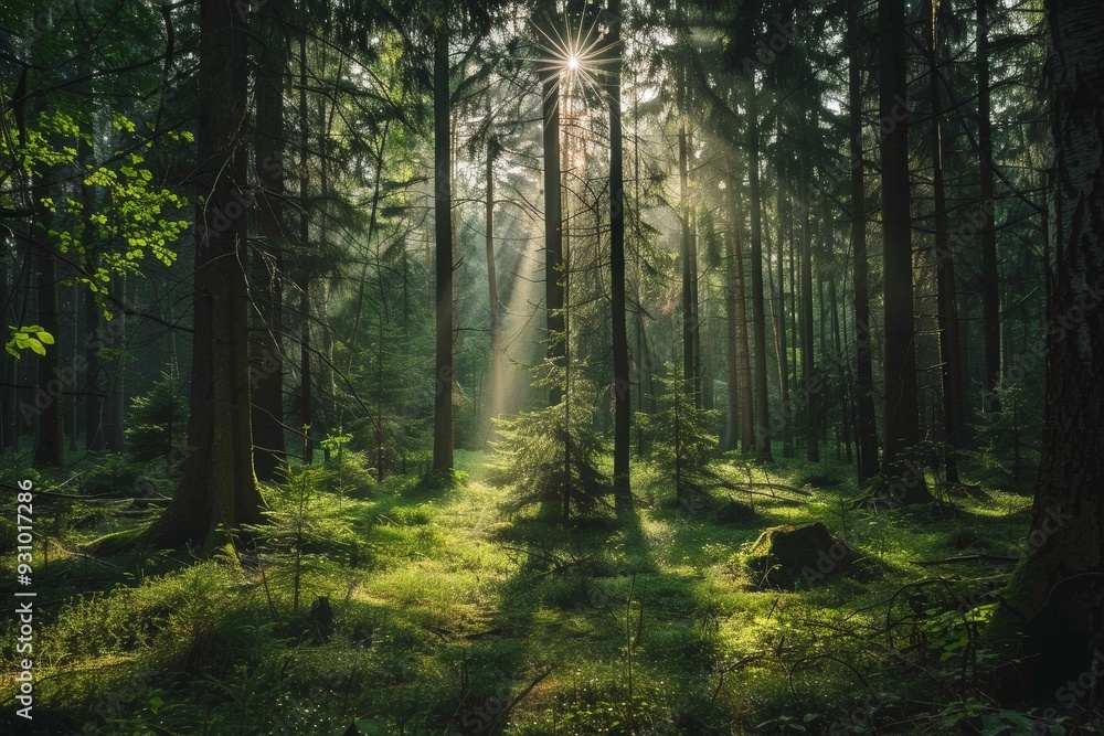 Obraz premium Sunlight Filtered Forest