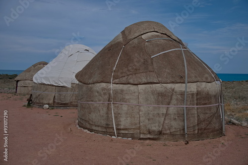 Yurt camp near Issyk Kul lake, Kyrgyzstan photo