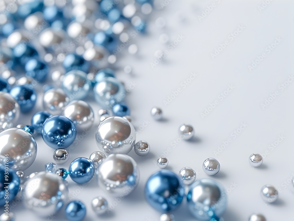Beautifully Arranged 3D Rendered Beads on Minimalist White Background with Copy Space Beautifully Arranged 3D Rendered Beads on Minimalist White Background with Copy Space