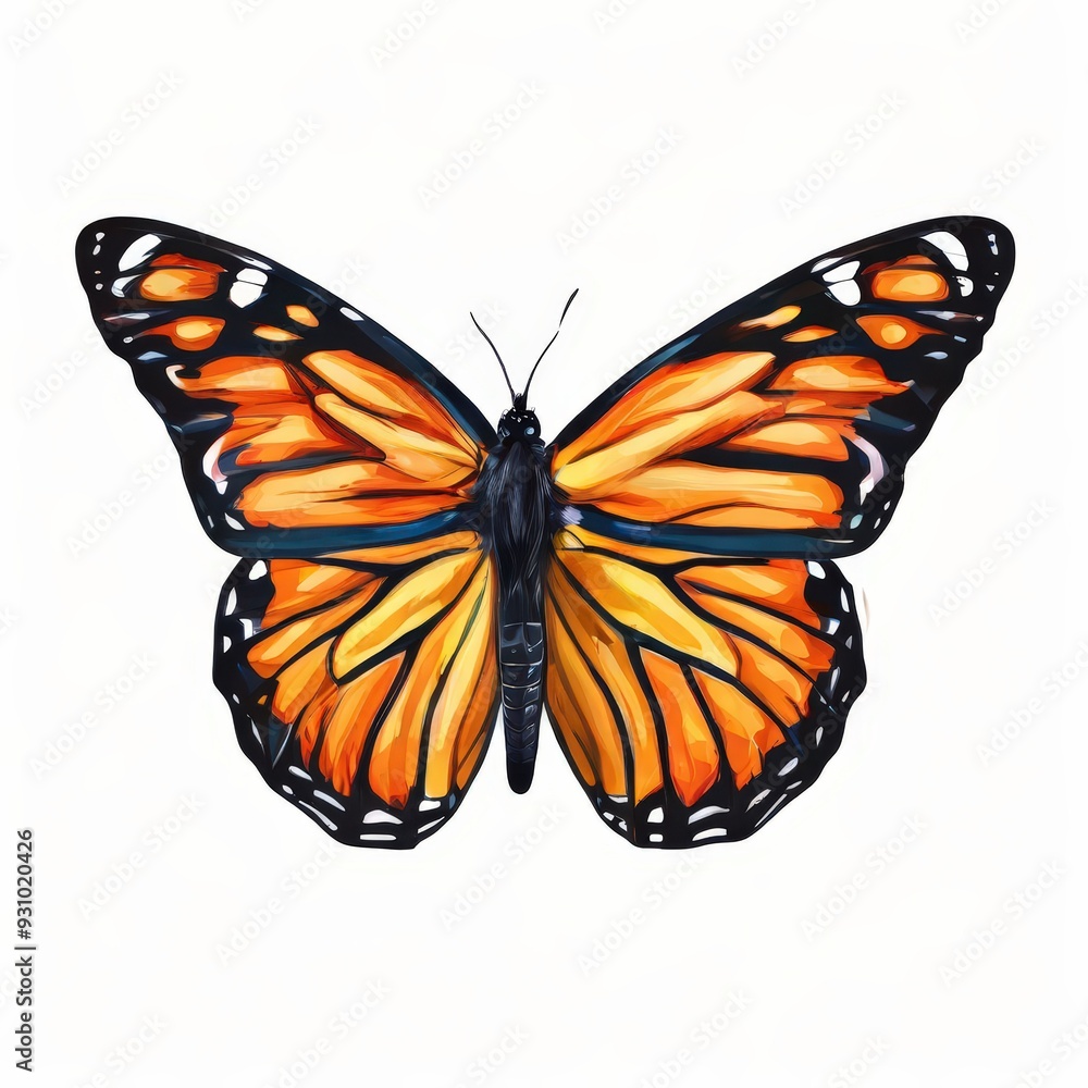 Fototapeta premium the AI Image Generator, A vivid orange monarch butterfly