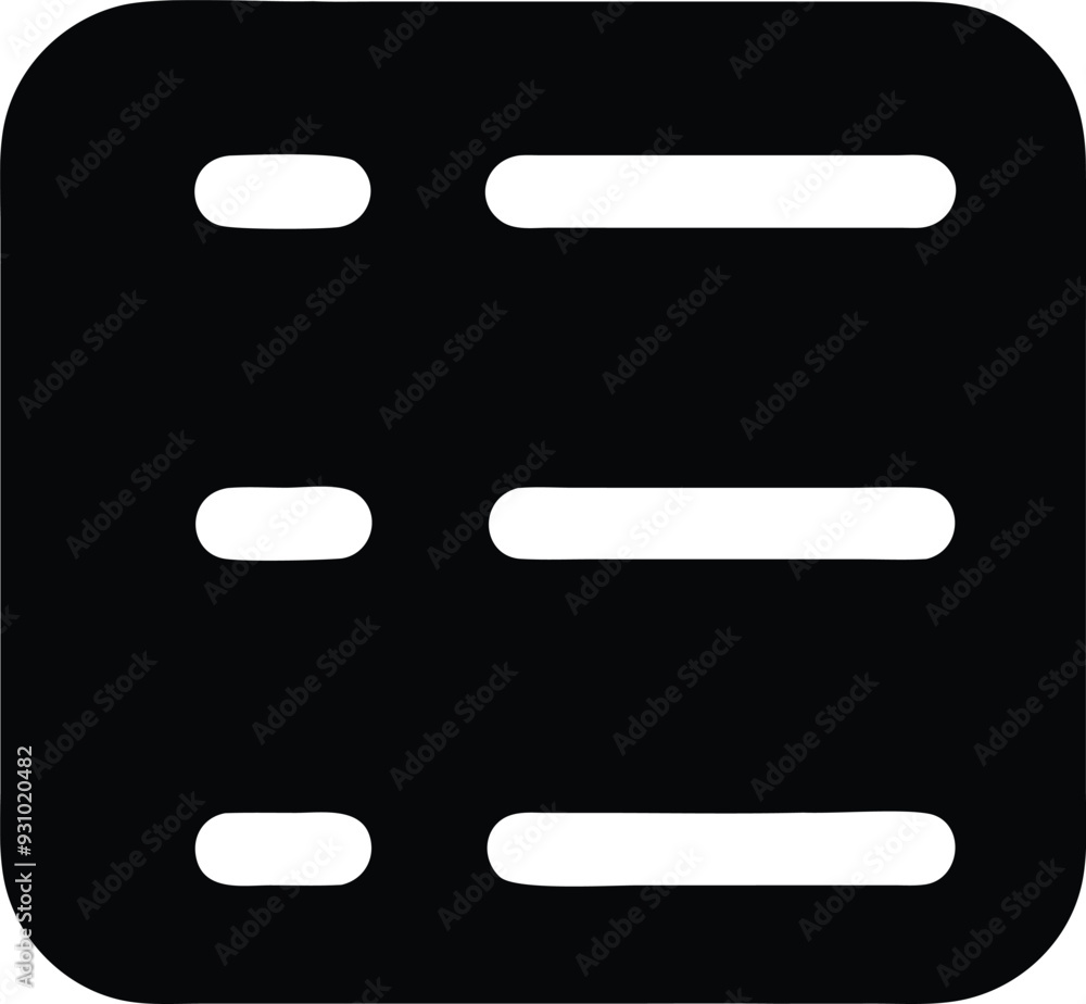 a black and white icon of a square with three lines a black and white icon of a square with three lines