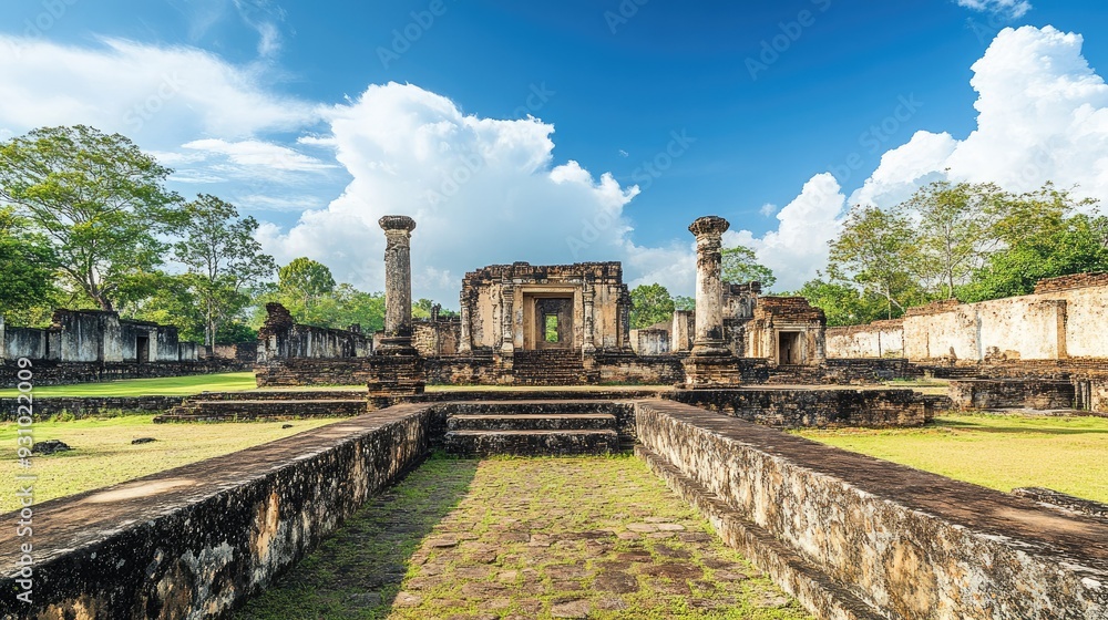 A panoramic view of the ruins of Polonnaruwa in Sri Lanka. Copy space available A panoramic view of the ruins of Polonnaruwa in Sri Lanka. Copy space available