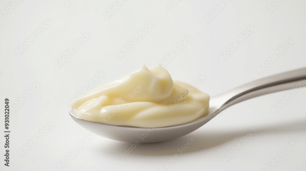 mayonnaise on a white background. The focus is on the sauce’s creamy texture and appearance mayonnaise on a white background. The focus is on the sauce’s creamy texture and appearance