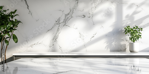 Minimalist Kitchen Countertop - Elegant Marble Surface with Simple Decort
 photo