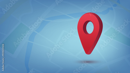 3D pin location Realistic 3D Red Locator mark city map Background, GPS navigation and travel location and destination concept vector design for website