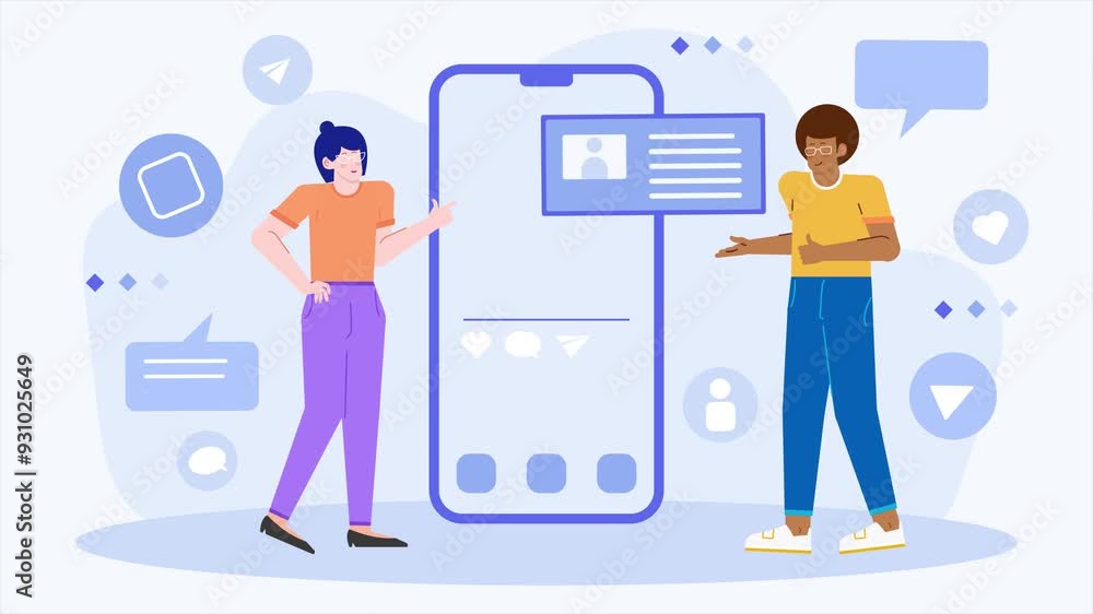 digital communication via messages and social media applications in a vibrant design illustration business animated video digital communication via messages and social media applications in a vibrant design illustration business animated video