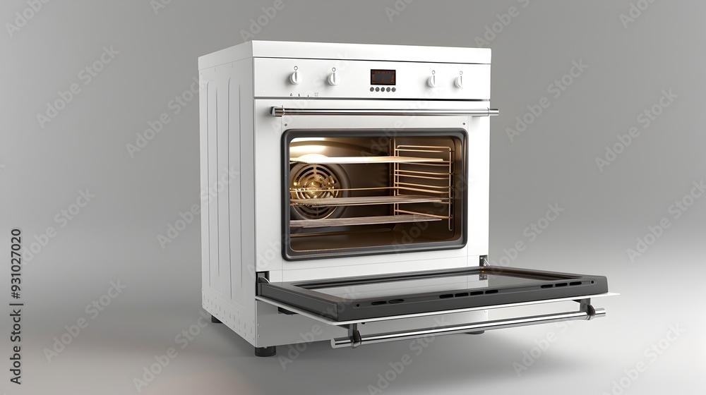 Obraz premium A 3D Rendered All White Modern Oven Model on a Pristine White Background