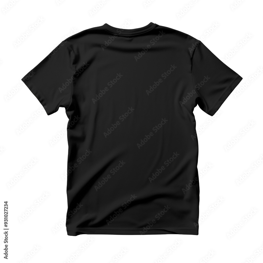 Blank black t shirt mock up template, back view isolated on transparent background. Generative ai Blank black t shirt mock up template, back view isolated on transparent background. Generative ai