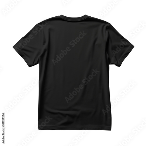 Blank black t shirt mock up template, back view isolated on transparent background. Generative ai