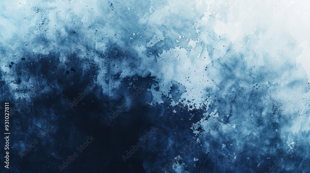 Fototapeta premium Textured dark blue watercolor paint backdrop for artistic designs.