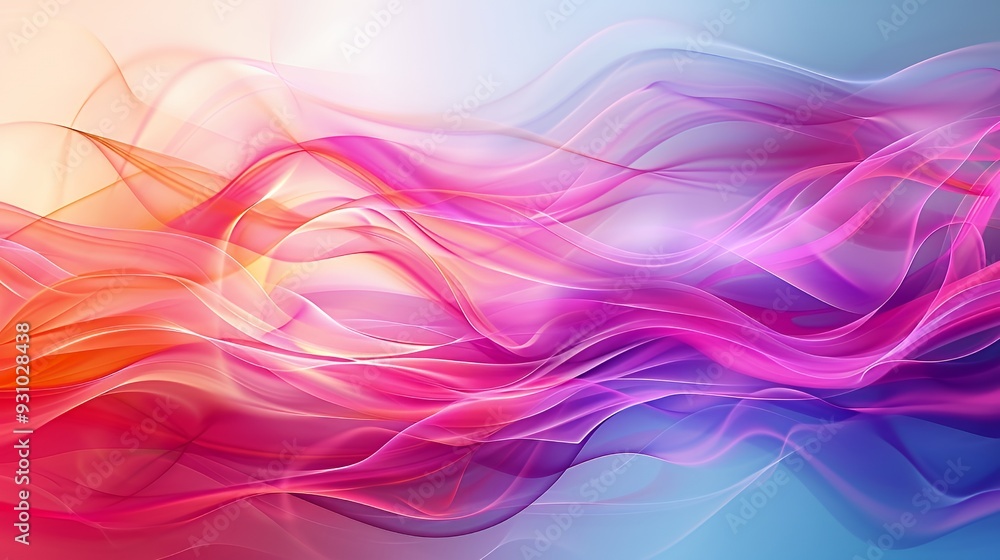 Abstract background with flowing, colorful, wavy lines in shades of pink, orange, yellow, and blue. Abstract background with flowing, colorful, wavy lines in shades of pink, orange, yellow, and blue.