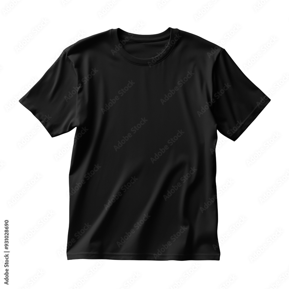 Blank black t shirt mock up template, front view isolated on transparent background. Generative ai Blank black t shirt mock up template, front view isolated on transparent background. Generative ai