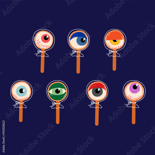 Sweet lollipops with scary eyeball for Halloween