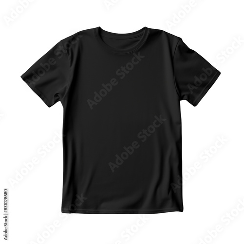 Blank black t shirt mock up template, front view isolated on transparent background. 