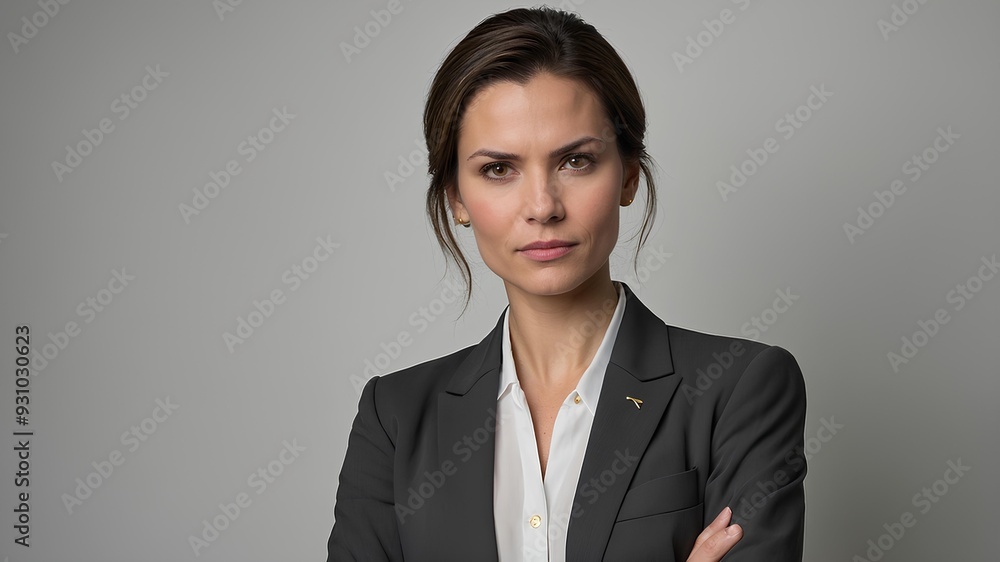 Female office worker standing with arms crossed Female office worker standing with arms crossed