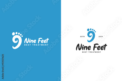 playful nine feet care and treatment icon logo design vector illustration. set bundle creative nine and feet pictogram logo vector design template with modern, elegant and unique style isolated white
