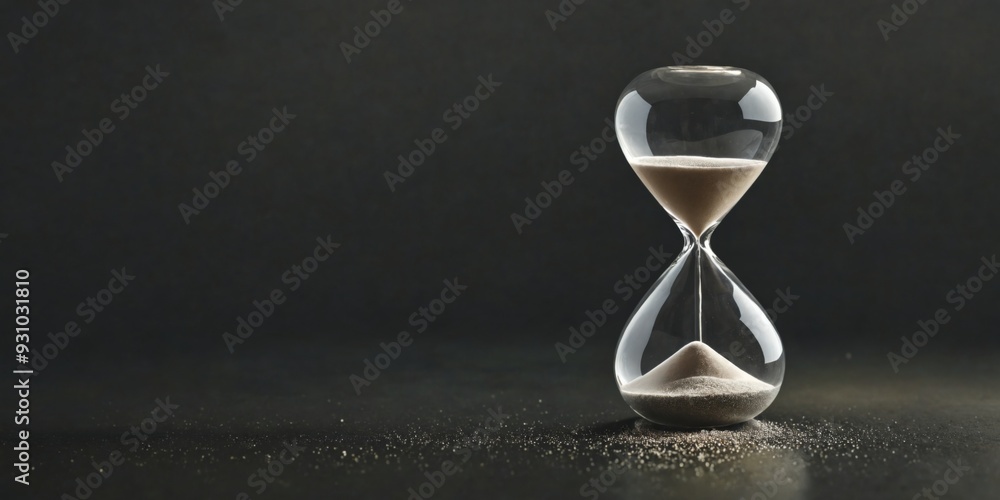 custom made wallpaper toronto digitalClose-up hourglass black surface made transparent glass has Hour