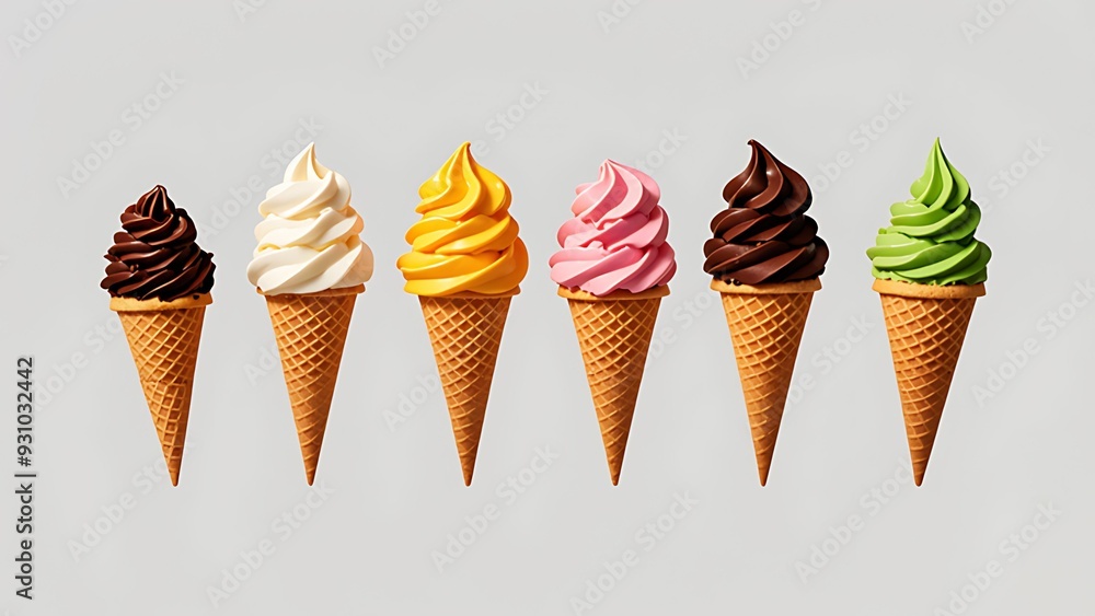 Set of Ice Cream Cones on white background Set of Ice Cream Cones on white background