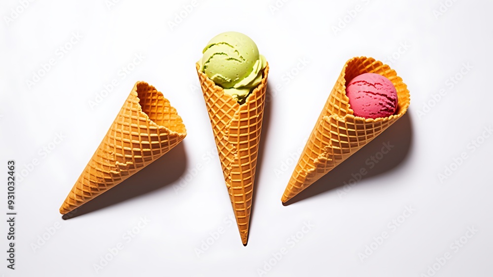 Set of Ice Cream Cones on white background Set of Ice Cream Cones on white background