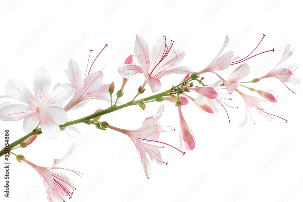 Pink Gaura Isolated on White Background. Beautiful Gaura Flower Pink Gaura Isolated on White Background. Beautiful Gaura Flower