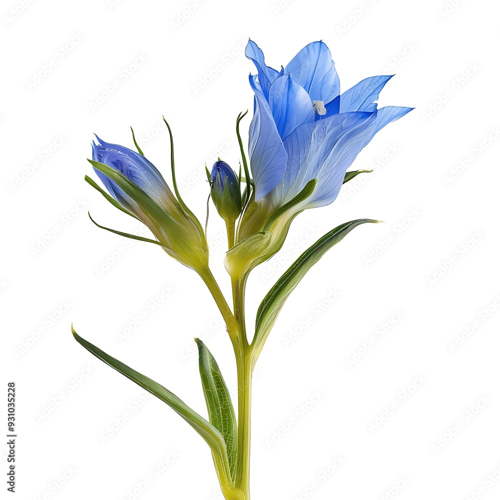 Blue Gentian Isolated on White Background. Beautiful Gentian Flower Blue Gentian Isolated on White Background. Beautiful Gentian Flower