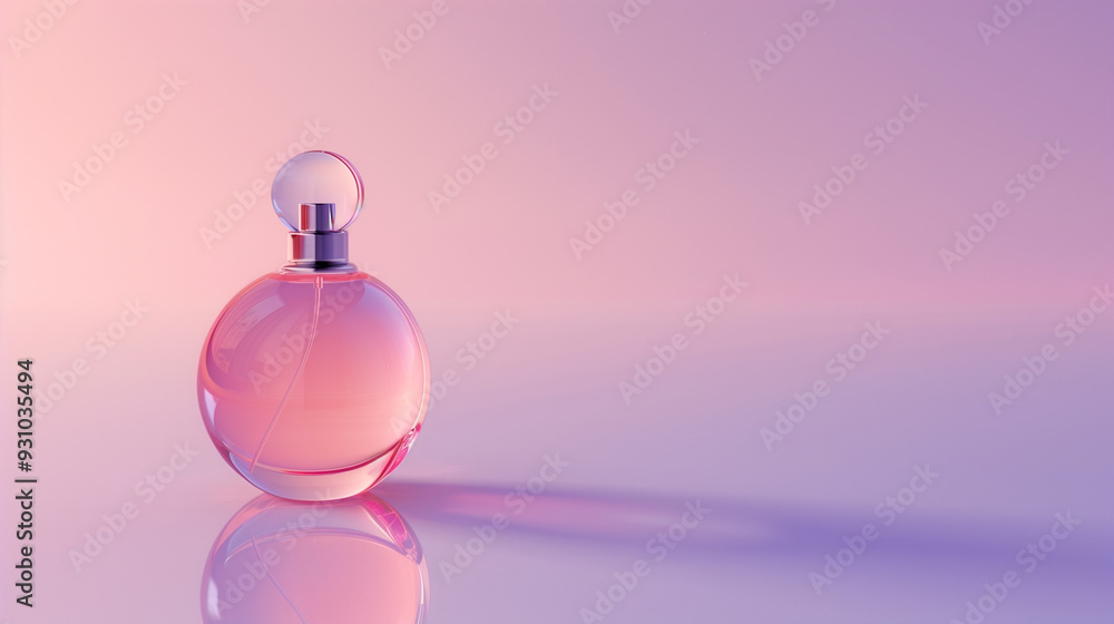 Elegant perfume bottle with soft gradient background in minimalist design
