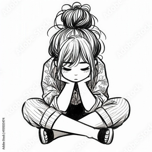 girl sitting on sad feel