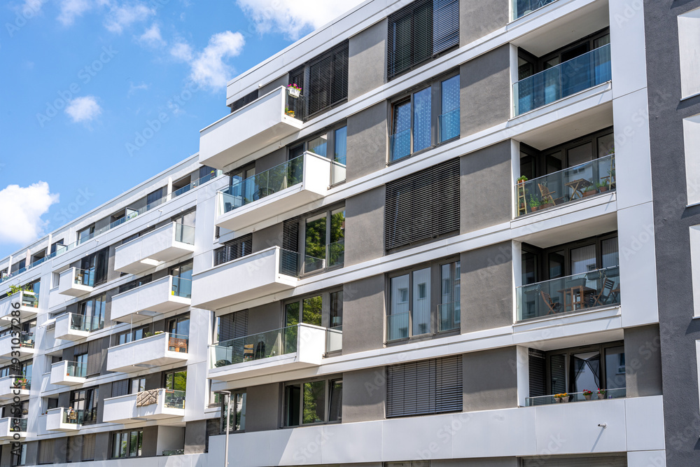 Modern housing blocks with apartments seen in Berlin, Germany Modern housing blocks with apartments seen in Berlin, Germany