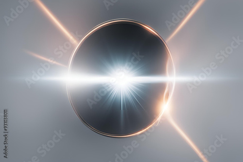 lighting images authentic anamorphic lens flare with ring ghost effect on the white background photo