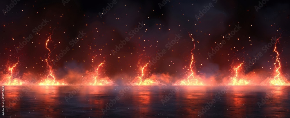 Fiery Lightning and Reflections Fiery Lightning and Reflections