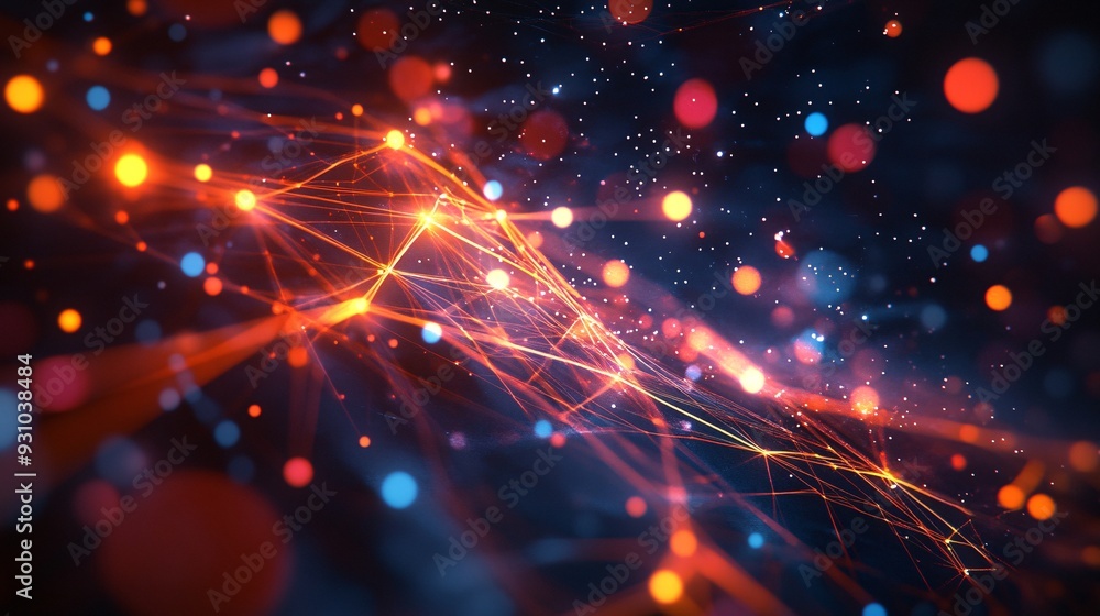 Fototapeta premium A futuristic network of data connections with glowing lines and digital effects