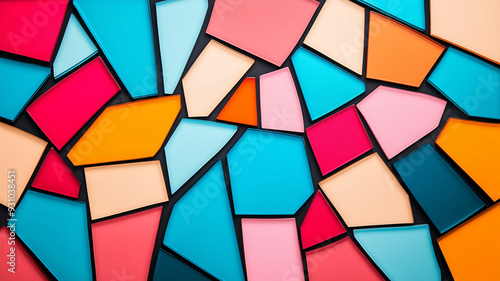 Colorful Abstract Geometric Background with Vibrant Polygon Shapes in Blue, Red, Pink, and Orange Tones