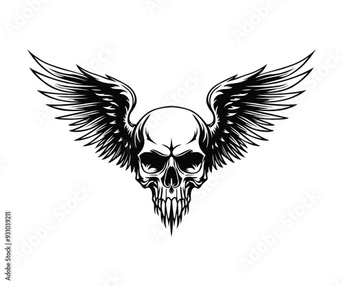 Skull with Wings vector