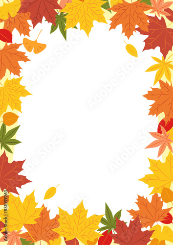 Autumn colorful maple leaves decoration border background illustration