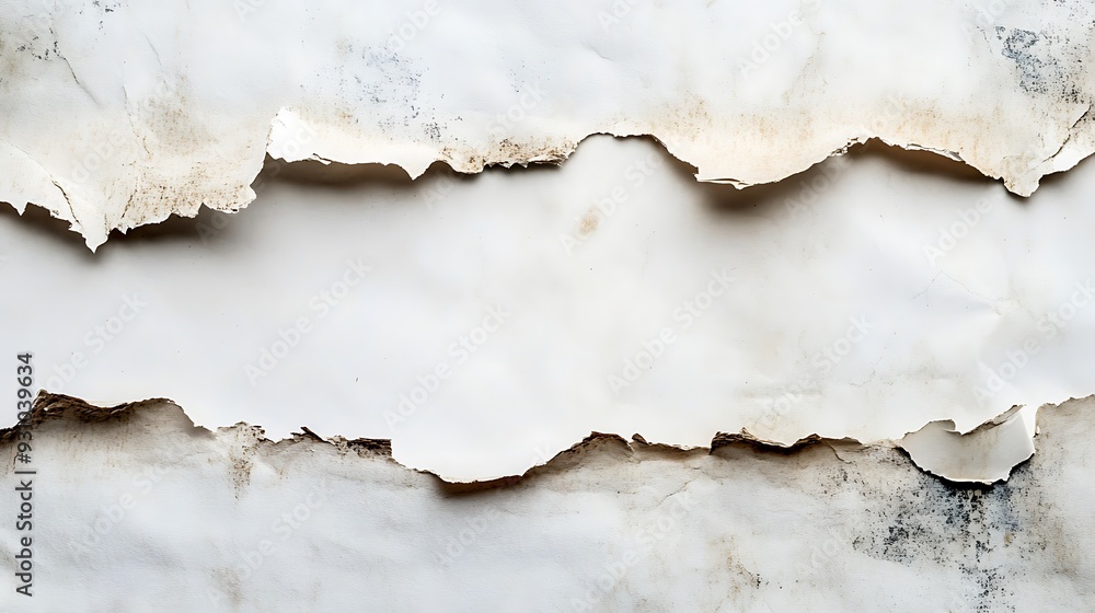 A close-up of a torn and worn piece of paper, showing the white surface with brown and black stains.