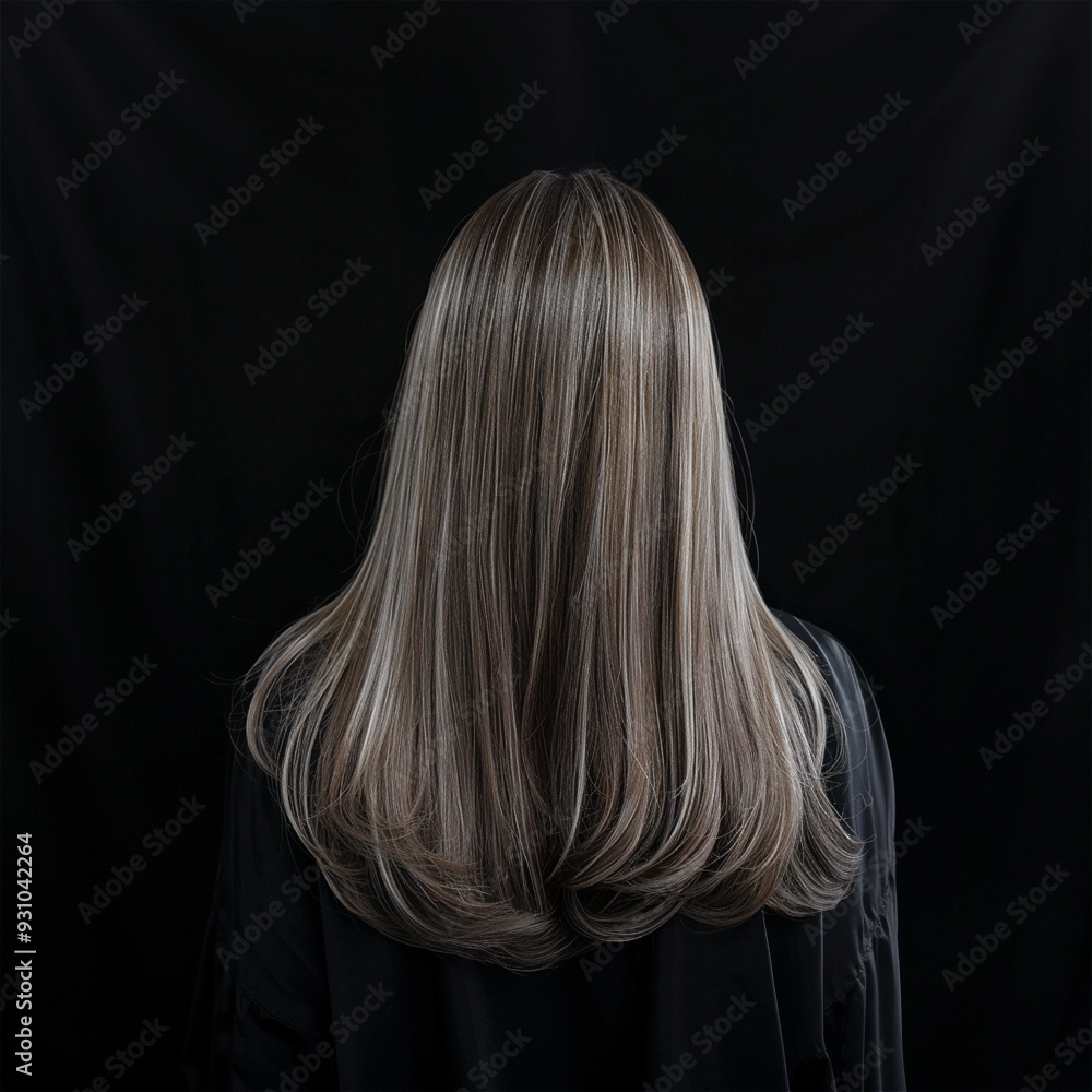 Naklejka premium female long ash brown hair with highlights