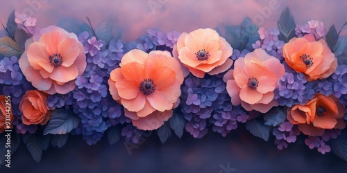 Intricate Floral Pattern in Pastel Shades Under City Lights, generative ai