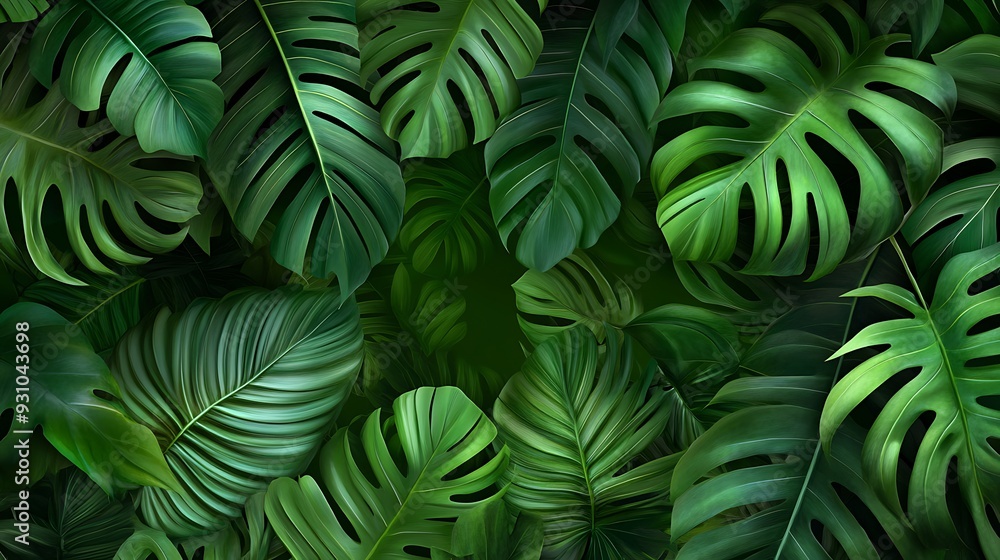 Lush green foliage, tropical leaves, plant texture, vibrant nature, jungle foliage, botanical pattern, green background, leaf details. Lush green foliage, tropical leaves, plant texture, vibrant nature, jungle foliage, botanical pattern, green background, leaf details.