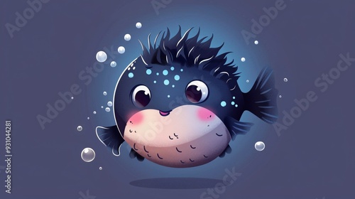 Wallpaper Mural An adorable illustration of a pufferfish character. Torontodigital.ca