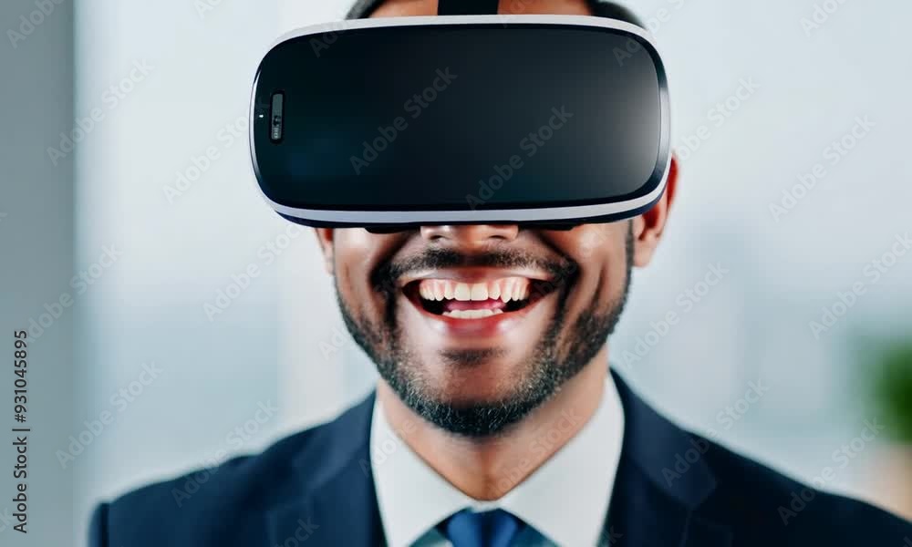 Immersed in Innovation: A young professional experiences the thrill of virtual reality, his infectious laughter reflecting the boundless possibilities of the digital age. Immersed in Innovation: A young professional experiences the thrill of virtual reality, his infectious laughter reflecting the boundless possibilities of the digital age.