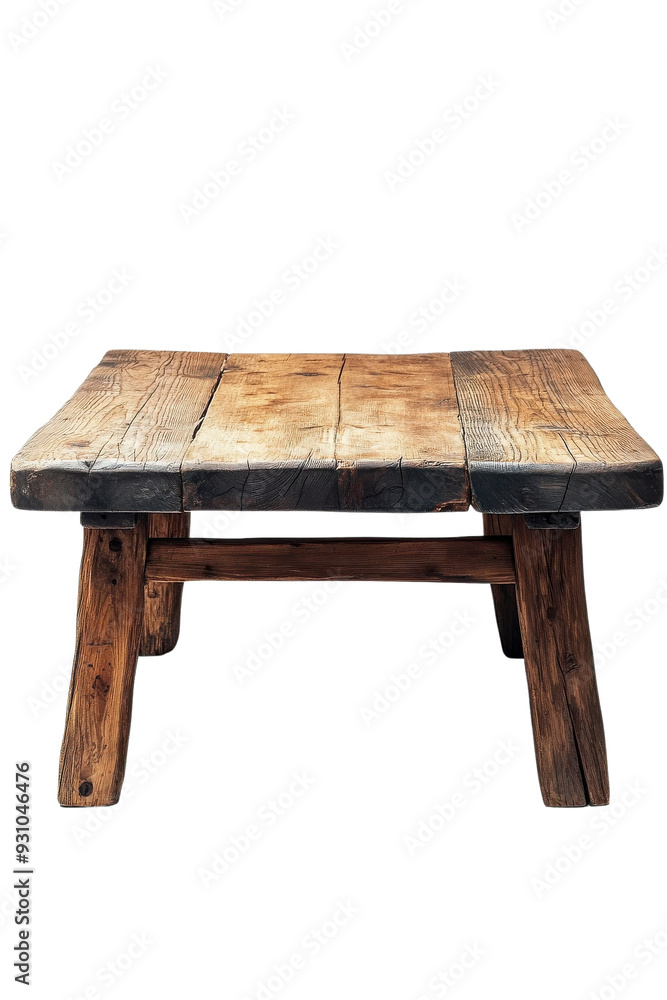 A rustic wooden table with a weathered finish, ideal for interior decor or a cozy dining space. A rustic wooden table with a weathered finish, ideal for interior decor or a cozy dining space.