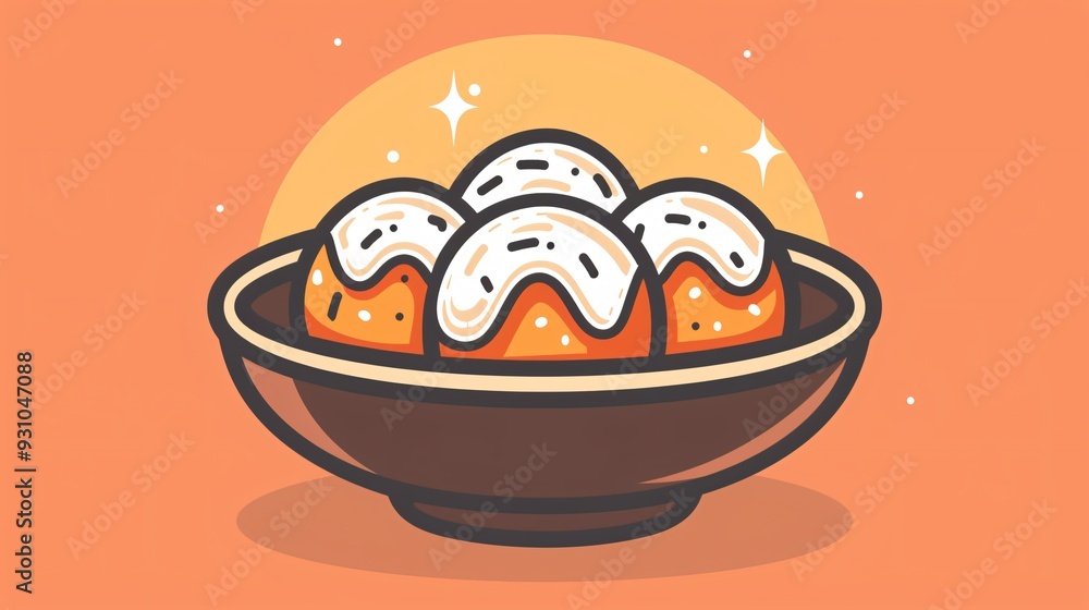 A minimalist takoyaki symbol for social media and web design. A minimalist takoyaki symbol for social media and web design.