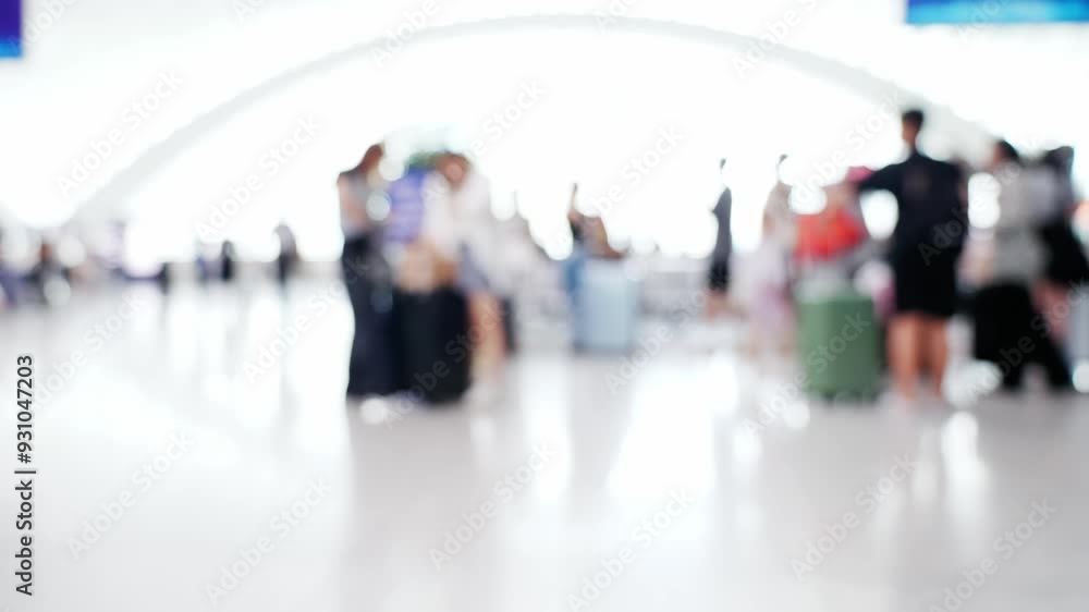 Blurred people walking in airport terminal Blurred people walking in airport terminal