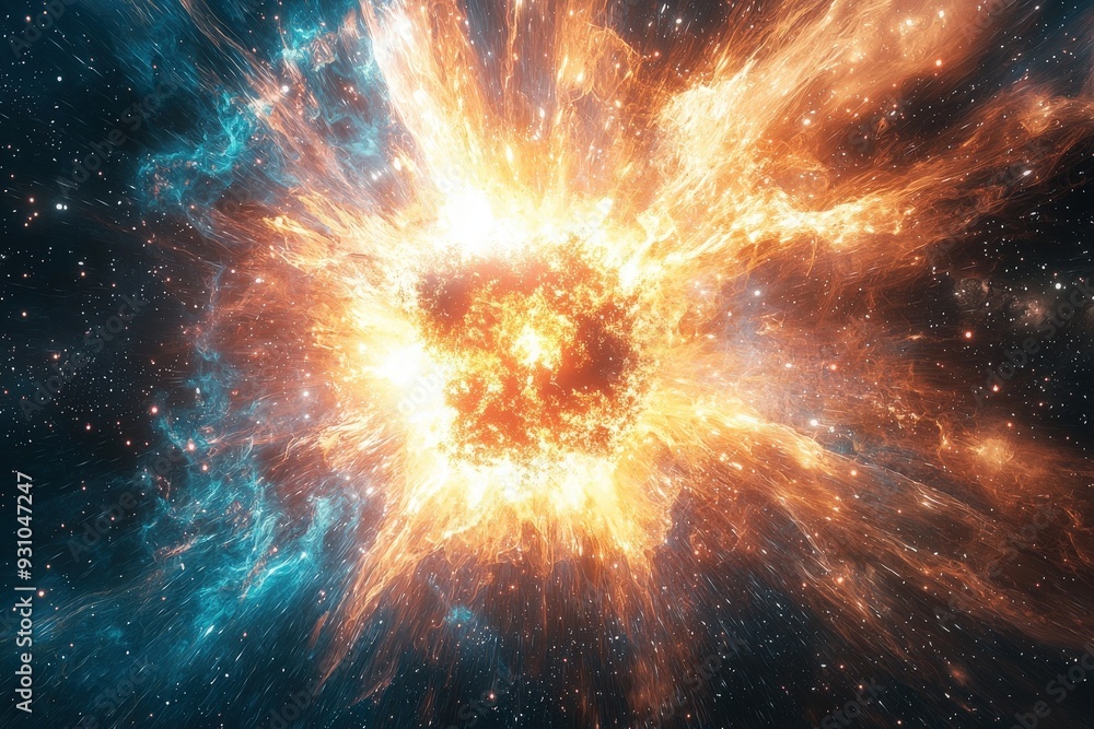 A stunning visualization of a cosmic explosion in space featuring vibrant colors and dynamic energy bursts. A stunning visualization of a cosmic explosion in space featuring vibrant colors and dynamic energy bursts.
