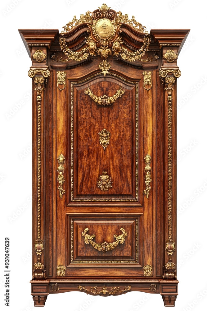 Elegant wooden wardrobe with intricate carvings and ornate details, perfect for vintage home decor and timeless style. Elegant wooden wardrobe with intricate carvings and ornate details, perfect for vintage home decor and timeless style.