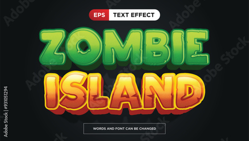 Scary halloween theme text effect, spooky text style. Monster Island text style theme.