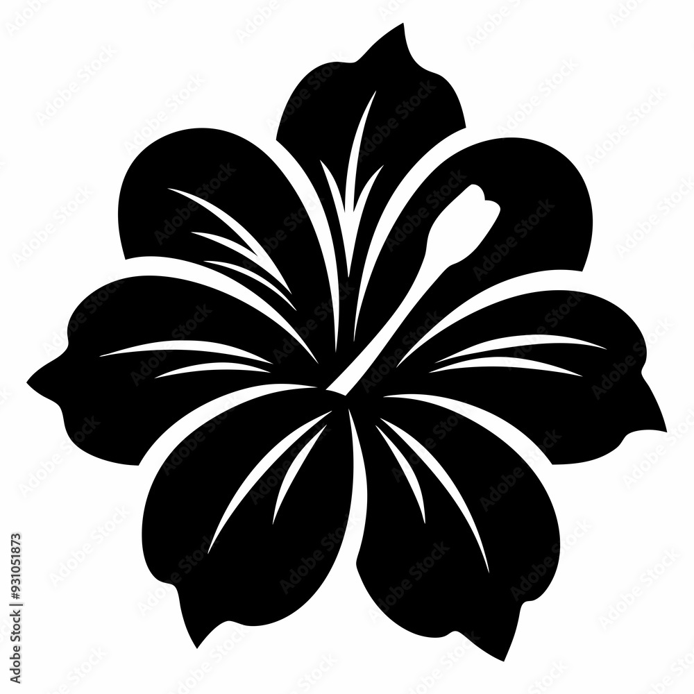 Fototapeta premium lily isolated on white, hibiscus vector illustration, hibiscus vector art, hibiscus silhouette, flowers icon, lilys line art, eps