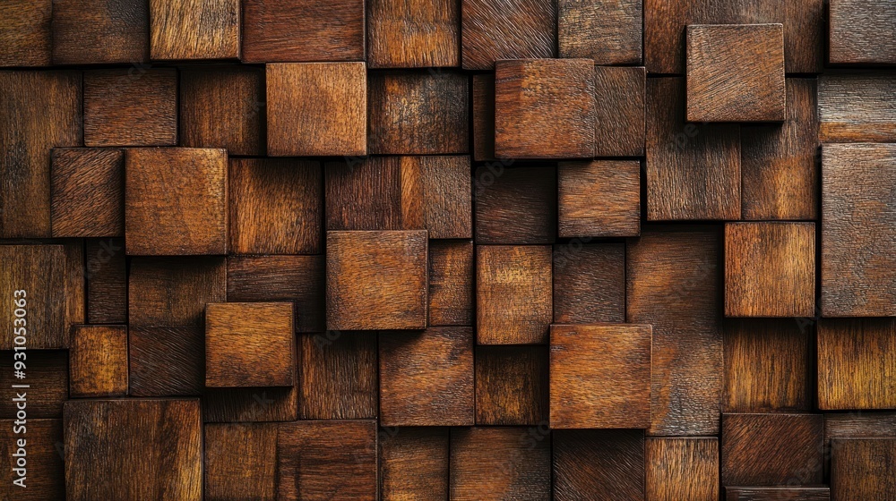 Fototapeta premium Wooden Block Wall Texture